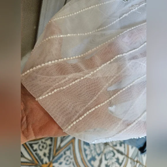 Ivory & White Beaded Gown - Picture 10 of 16